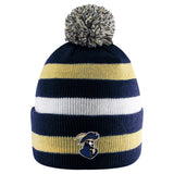 Primetime Plain Bucky Striped Knit Cuff w/Pom | Navy/Vegas Gold