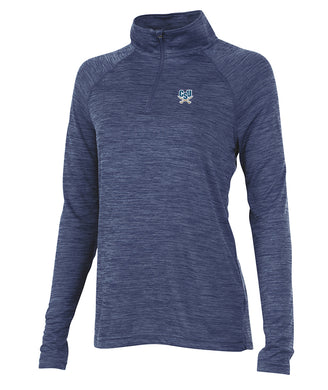Women's Screen-Print Space Dye Performance Pullover, Navy