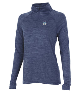 Women's Screen-Print Space Dye Performance Pullover, Navy