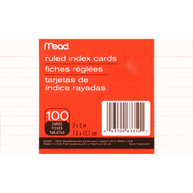 Index Cards Ruled-White 3x5inc 100ct