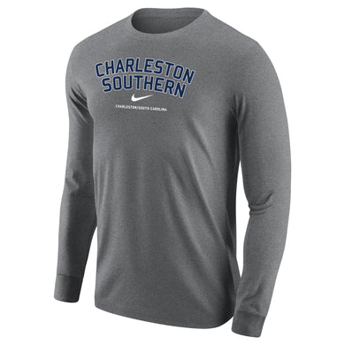 NIKE Core Cotton Long Sleeve Tee, Dark Heather