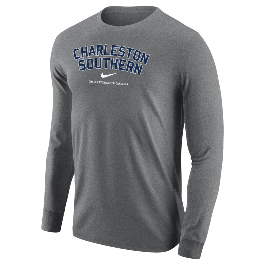 NIKE Core Cotton Long Sleeve Tee, Dark Heather