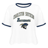 Ladies Cutoff Ringer Tee | White