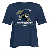 Ladies Short Sleeve Cutoff Cotton Tee | Navy