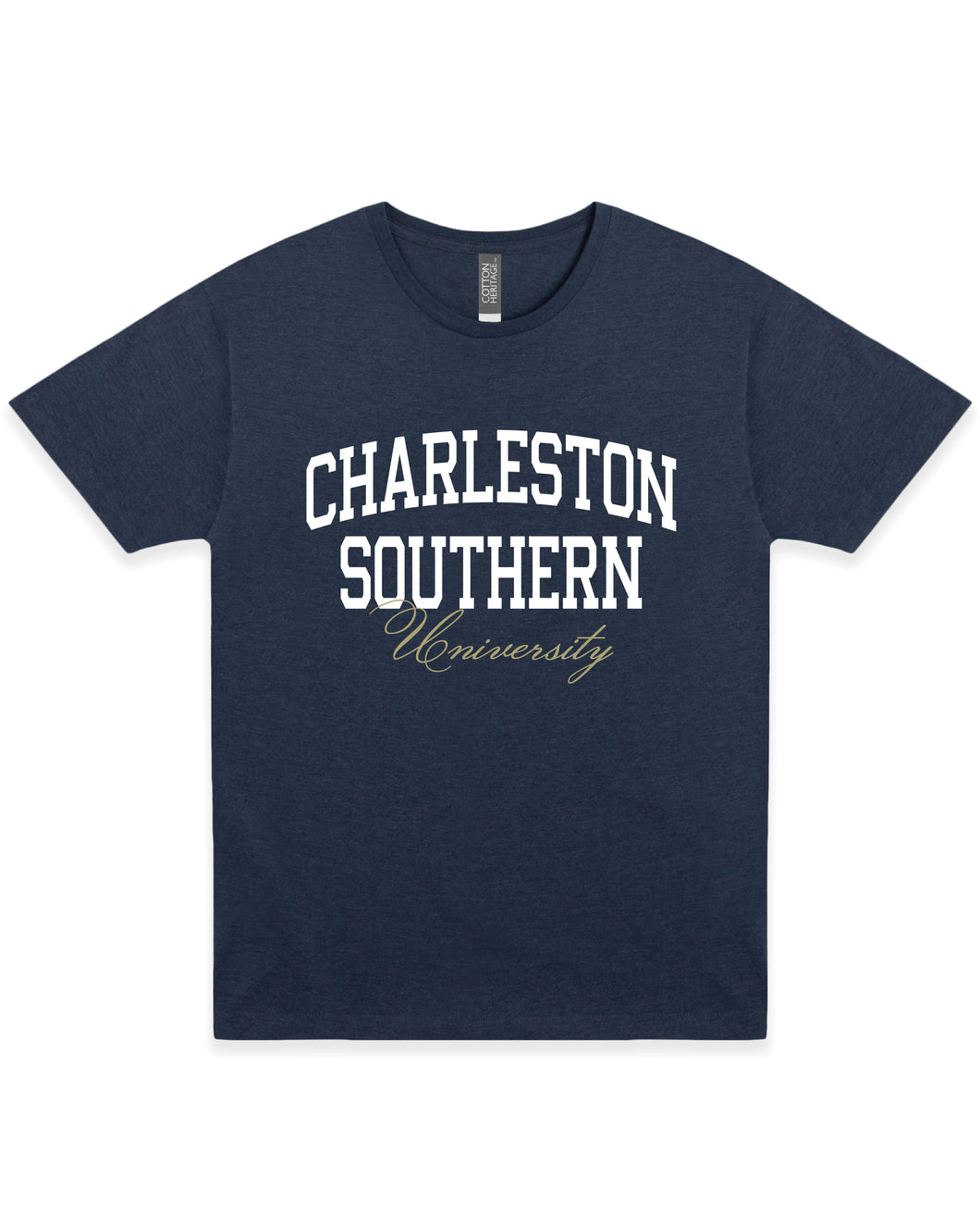 University Script Tee | Shale Blue Heather