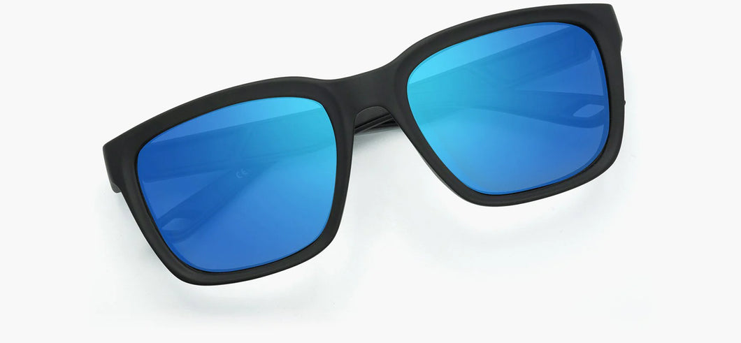 Folly Black Frame Sunglasses, Blue Lens