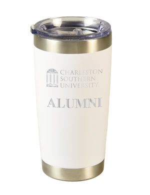 20oz Stainless Steel Tumbler, ALUMNI, White