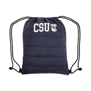 Puffy Quilted Drawstring Bag, Navy