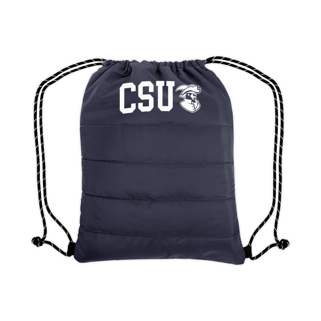 Puffy Quilted Drawstring Bag, Navy