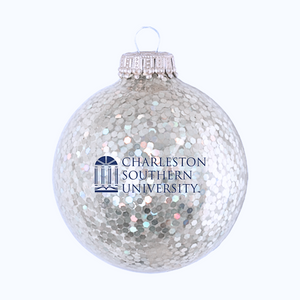 Sparkle Glass Ball Ornament, Silver Sparkle