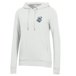 Ladies Quilted Pullover Hoodie, White