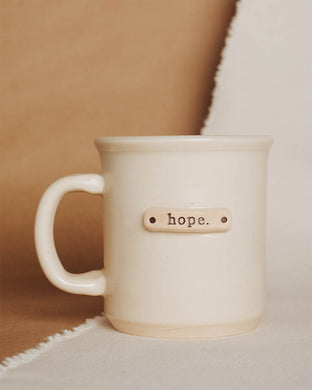 Solid Glazed Mug w/Clay Tag, Hope