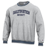 Champion Ladies Super Fan Blocked Sleeve Crewneck | Grey/Navy/White